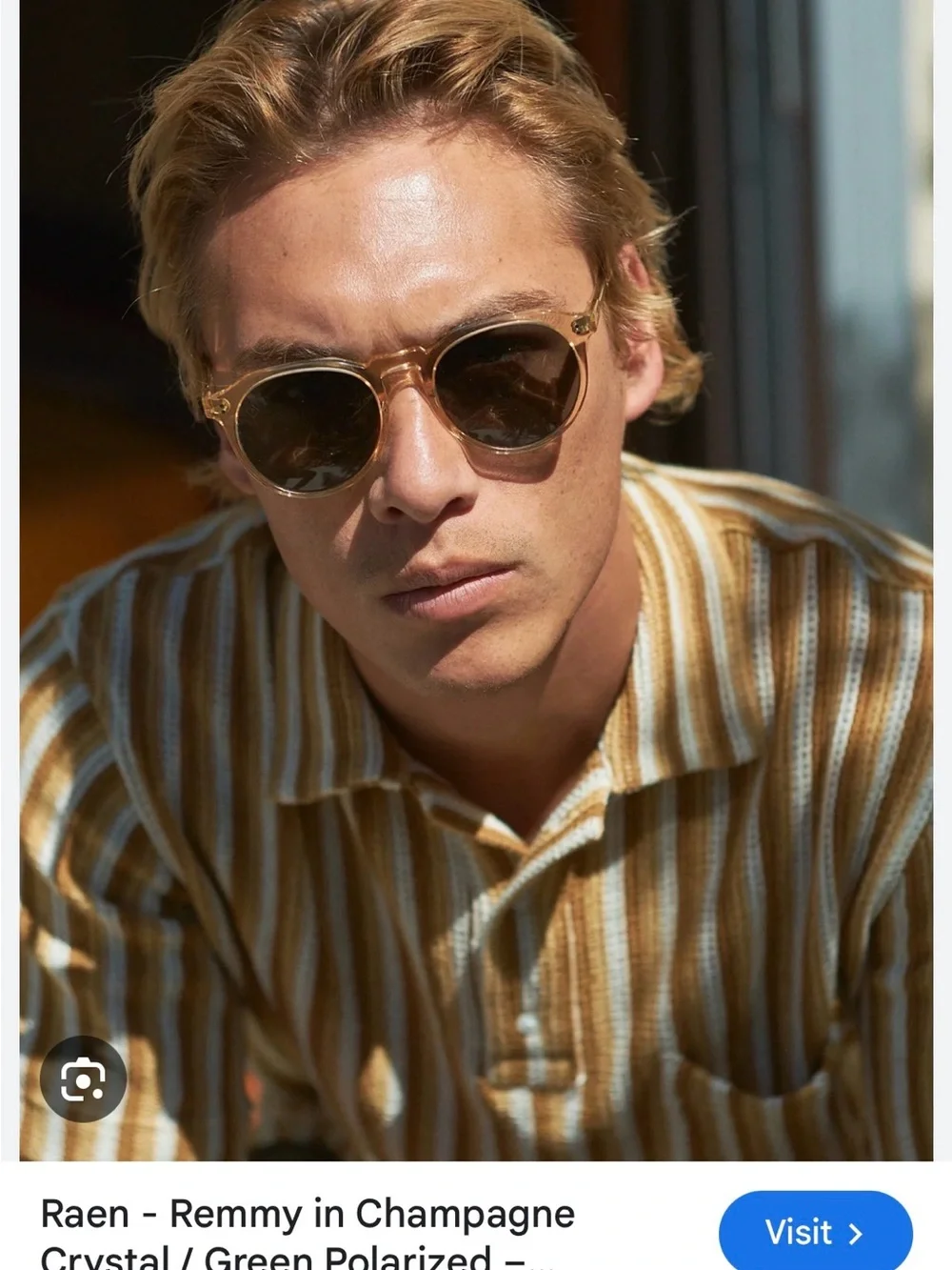 RAEN Remmy Sunglasses in champagne crystal with Dark Green Lenses